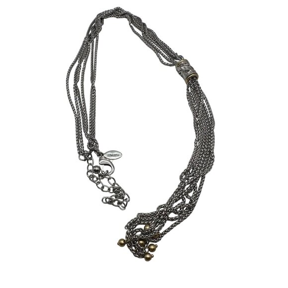 Chico's Necklace Jewlery Statement 30" Adjustable Silver Tone Multistrand Y Drop - Picture 4 of 6